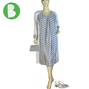 MIDNIGHT VELVET GRAY SHIFT DRESS WITH JACKET & FLORAL APPLIQUE ACCENTS (1X)